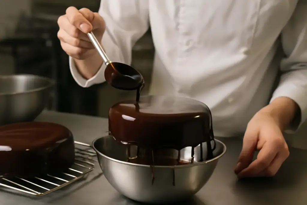 Torte glassate al cioccolato lucido: il momento ideale per applicare la copertura senza difetti